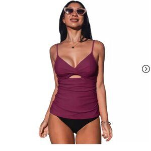 Cupshe Women's Reversible Bottom Wrapped High Waisted Tankini Swimsuit -S NWT